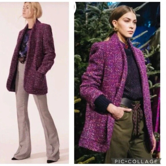Veronica Beard Plus Size 16 Womens Crispin Coat Purple Multicolored Wool Blend - Picture 1 of 15